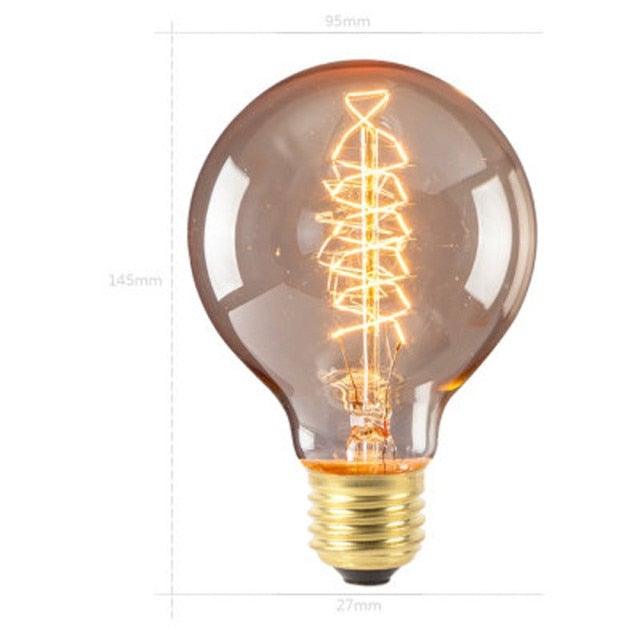 Retro Edison Bulb Retro Lamp Incandescent Retro Tungsten Bulb Round Globe Large Antique Light Golden Finish Design Warm Christmas Home Round Decorative Light Bulbs Stevvex