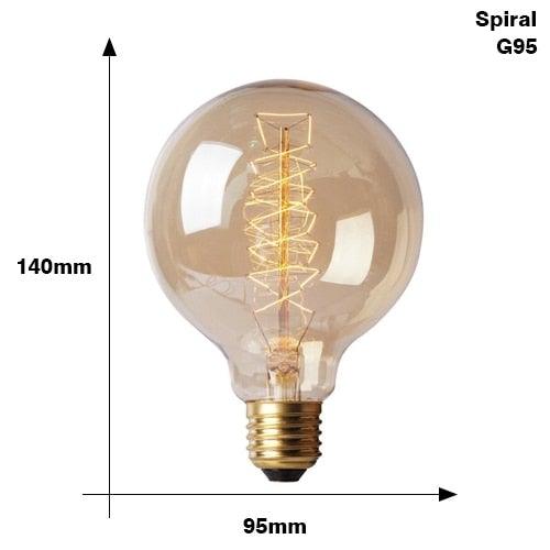 Retro Edison Bulb ST64 A19 T45 G80 G95 G125 Incandescent Light Bulb E27 220V 40W filament bulb lighting tubes Edison Stevvex