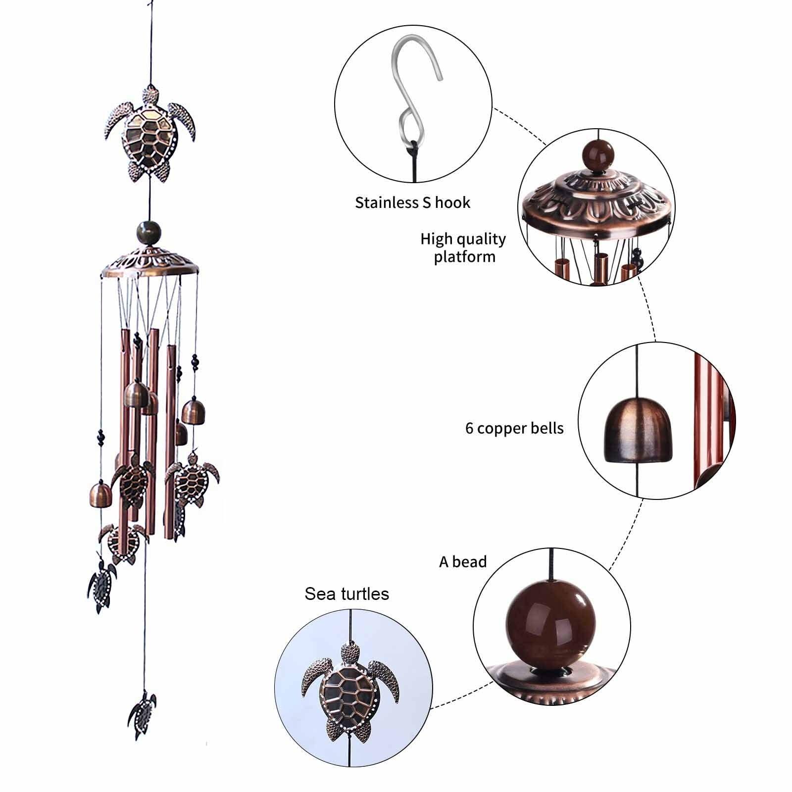 Retro Metal Romantic Wind Catcher Animal Wind Chime Iron Art Wind Bell Tubes Aluminum Tubes Hanging Art Wind Bell Gift Hanging Pendant Ornament For Home Xmas Mom Gifts Festival Balcony Garden Decoration Stevvex
