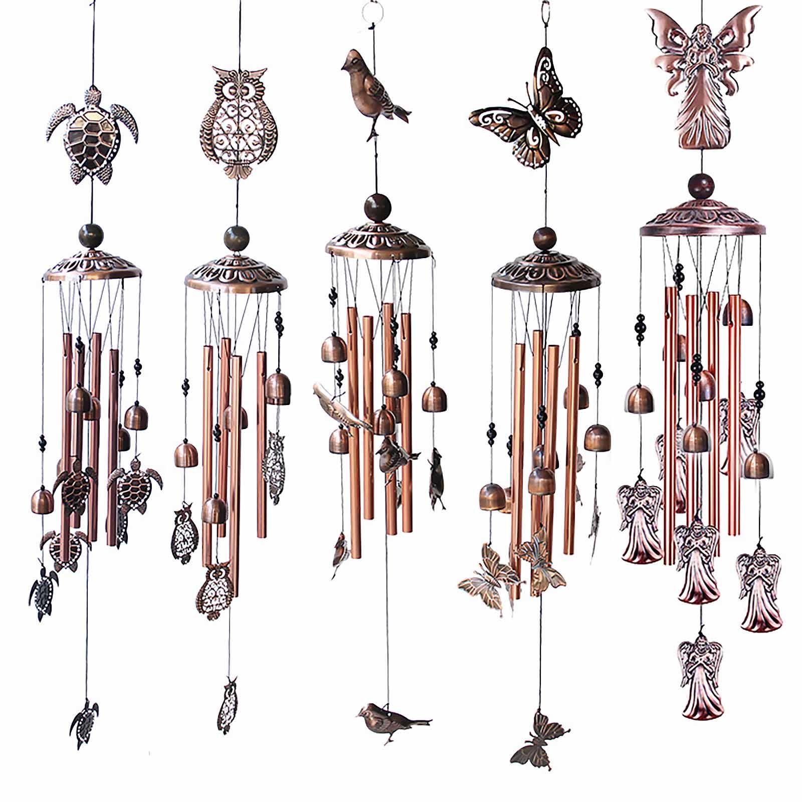 Retro Metal Romantic Wind Catcher Animal Wind Chime Iron Art Wind Bell Tubes Aluminum Tubes Hanging Art Wind Bell Gift Hanging Pendant Ornament For Home Xmas Mom Gifts Festival Balcony Garden Decoration Stevvex