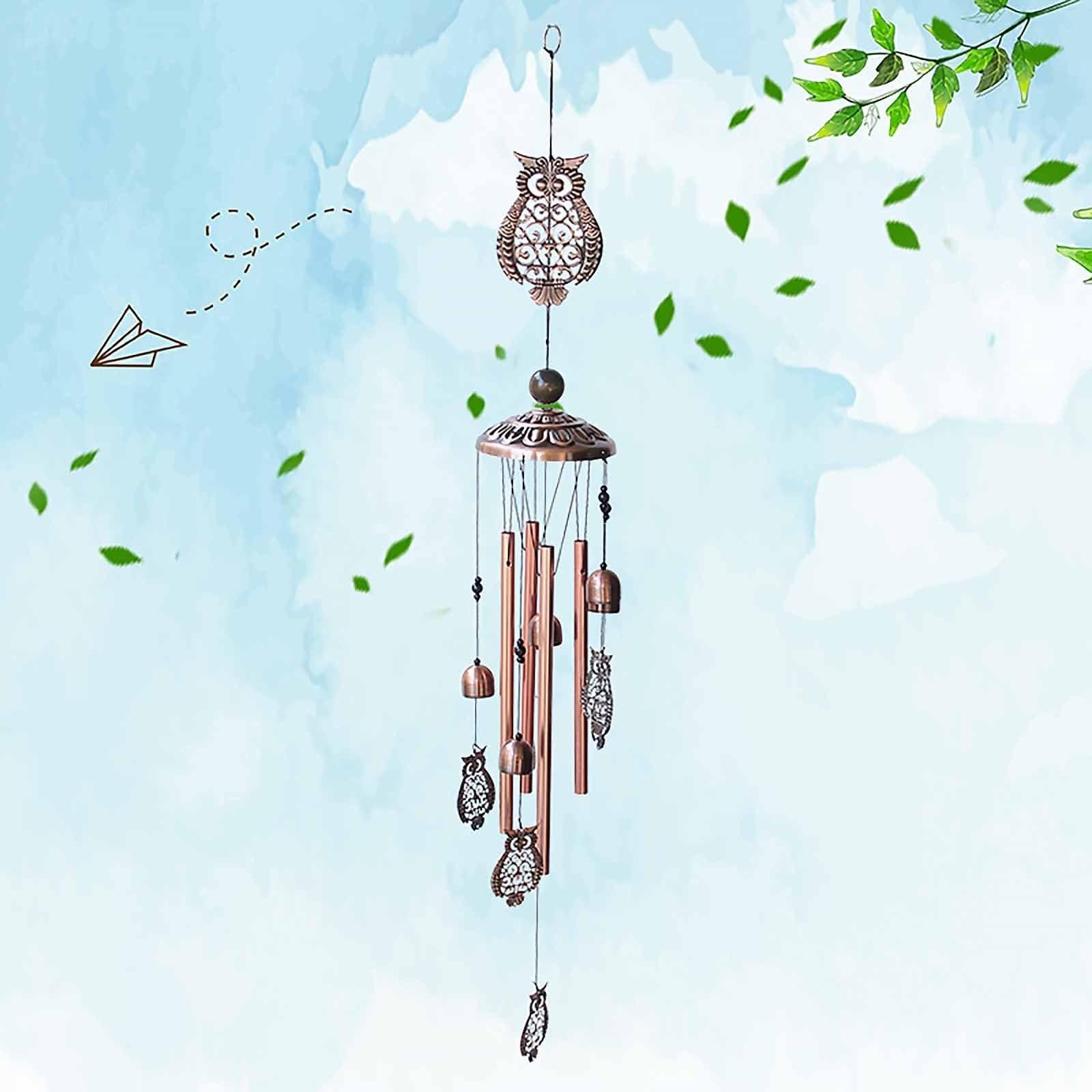 Retro Metal Romantic Wind Catcher Animal Wind Chime Iron Art Wind Bell Tubes Aluminum Tubes Hanging Art Wind Bell Gift Hanging Pendant Ornament For Home Xmas Mom Gifts Festival Balcony Garden Decoration Stevvex