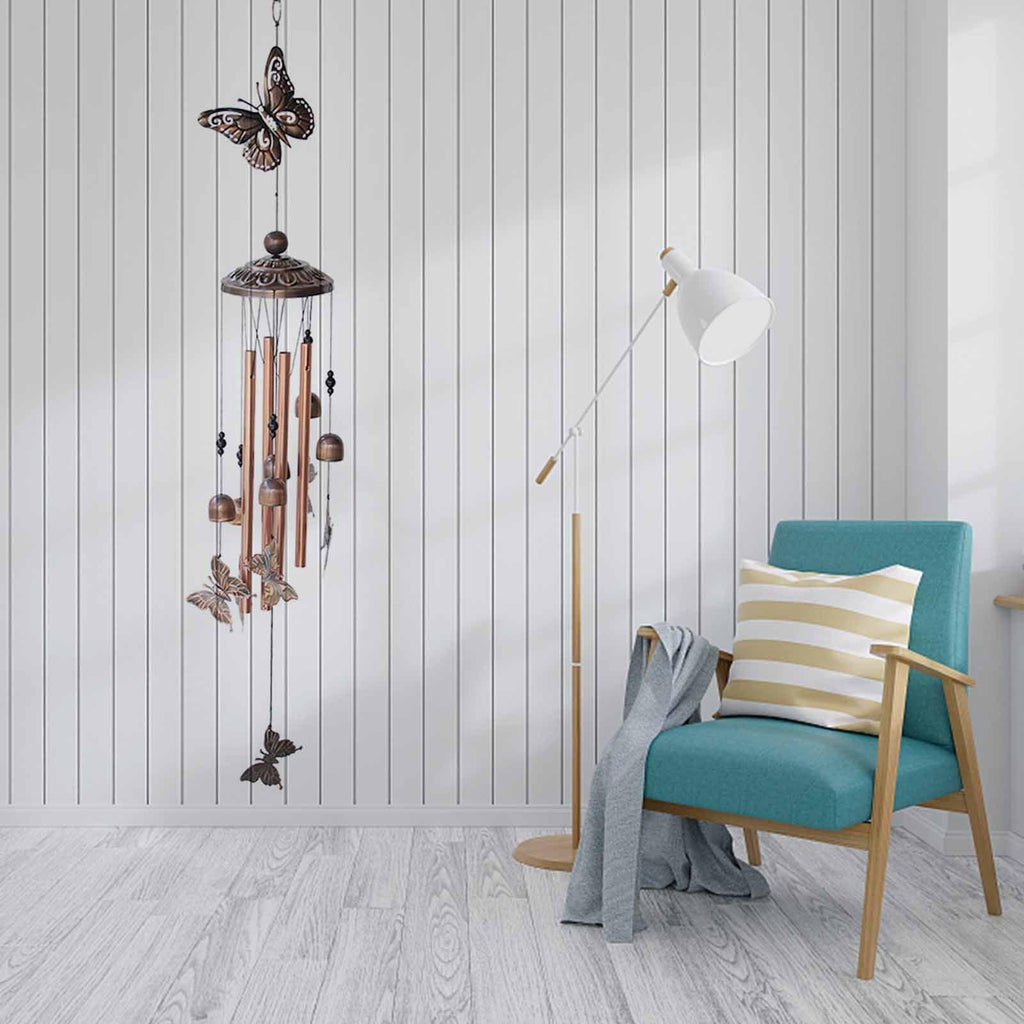 Retro Metal Romantic Wind Catcher Animal Wind Chime Iron Art Wind Bell Tubes Aluminum Tubes Hanging Art Wind Bell Gift Hanging Pendant Ornament For Home Xmas Mom Gifts Festival Balcony Garden Decoration Stevvex