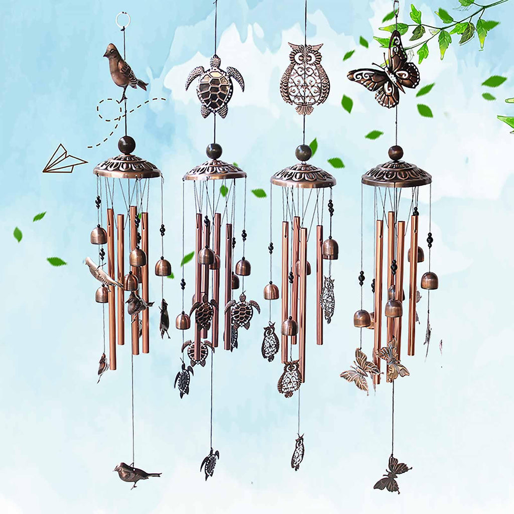 Retro Metal Romantic Wind Catcher Animal Wind Chime Iron Art Wind Bell Tubes Aluminum Tubes Hanging Art Wind Bell Gift Hanging Pendant Ornament For Home Xmas Mom Gifts Festival Balcony Garden Decoration Stevvex