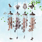 Retro Metal Romantic Wind Catcher Animal Wind Chime Iron Art Wind Bell Tubes Aluminum Tubes Hanging Art Wind Bell Gift Hanging Pendant Ornament For Home Xmas Mom Gifts Festival Balcony Garden Decoration Stevvex