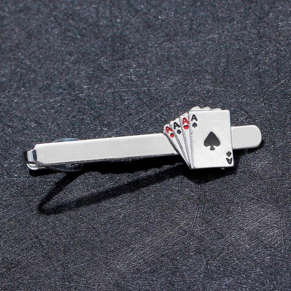Retro Playing Cards Tie Clip Vintage Elegant Tie Clip Man Clips Unique Business Cufflinks Wedding Tie Clips For Anniversary Business Meeting And Daily Life Stevvex