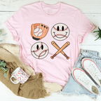 Retro Smiley Baseball Tee Peachy Sunday