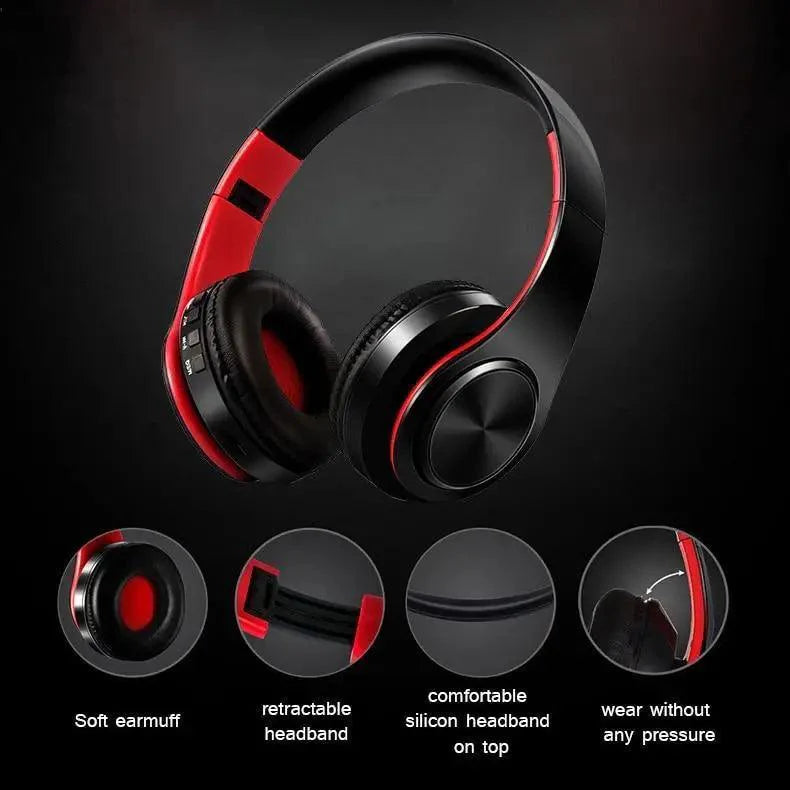 Retro Stereo Earphones Bluetooth Headphone Music Headset FM And Support SD Card With Mic And Volume Control, Wireless And Wired Headset Stevvex