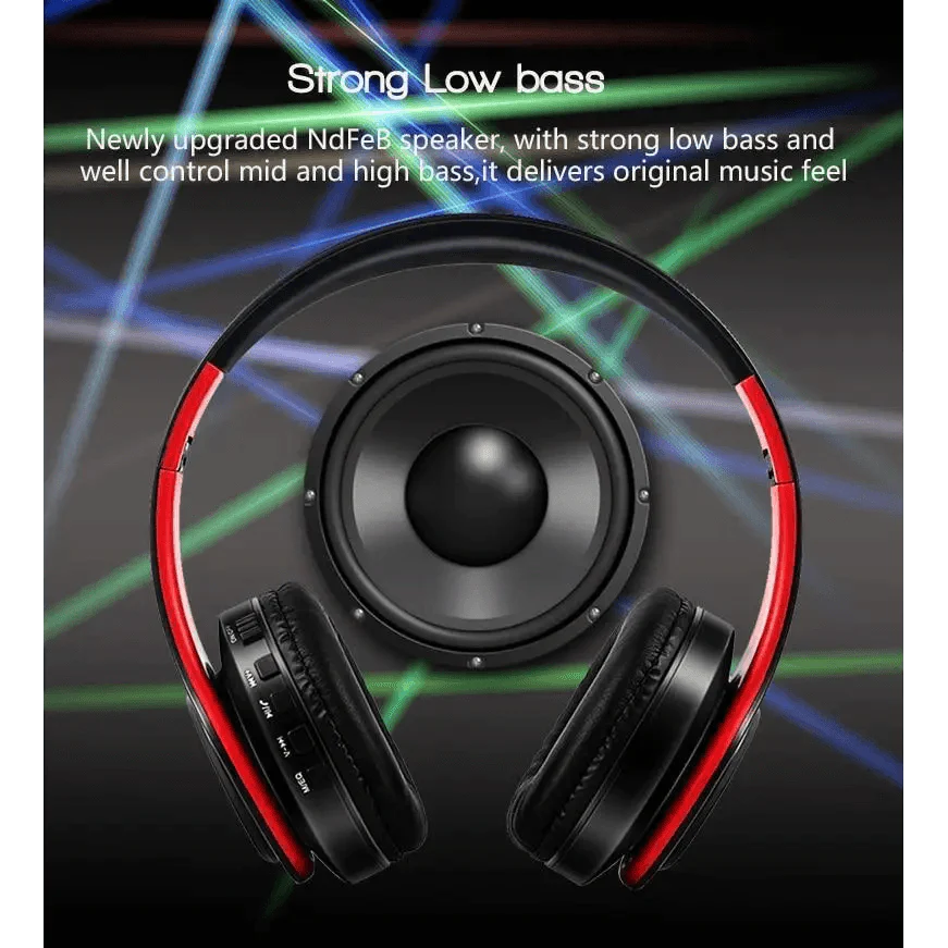Retro Stereo Earphones Bluetooth Headphone Music Headset FM And Support SD Card With Mic And Volume Control, Wireless And Wired Headset Stevvex