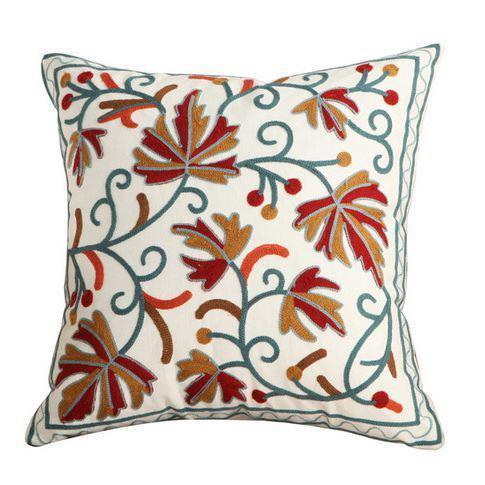 100% Cotton Embroidery Flower Pattern Pillow Cover Home Decoration Sofa Cushion Cover Housewarming Gift Pillow Case Decorative Embroidered Pillow Cover Handmade Cotton Cover For Throw Pillows Beautiful Modern Floral Patterns 45x45cm Stevvex