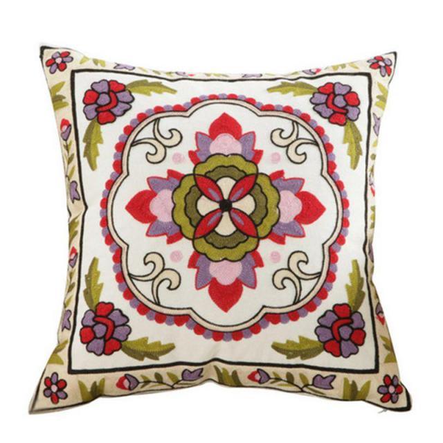 100% Cotton Embroidery Flower Pattern Pillow Cover Home Decoration Sofa Cushion Cover Housewarming Gift Pillow Case Decorative Embroidered Pillow Cover Handmade Cotton Cover For Throw Pillows Beautiful Modern Floral Patterns 45x45cm Stevvex