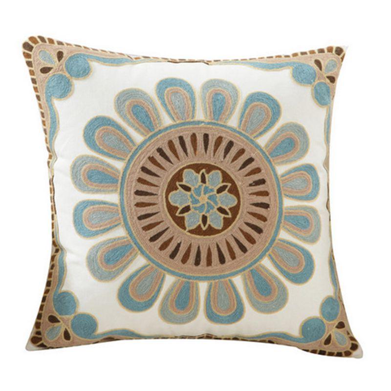 100% Cotton Embroidery Flower Pattern Pillow Cover Home Decoration Sofa Cushion Cover Housewarming Gift Pillow Case Decorative Embroidered Pillow Cover Handmade Cotton Cover For Throw Pillows Beautiful Modern Floral Patterns 45x45cm Stevvex