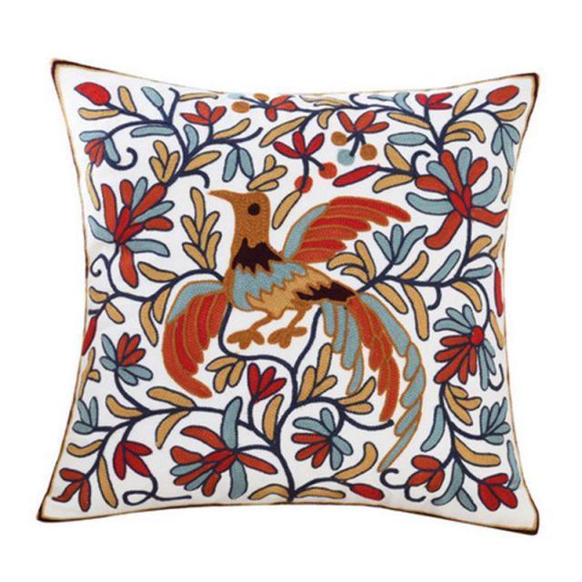 100% Cotton Embroidery Flower Pattern Pillow Cover Home Decoration Sofa Cushion Cover Housewarming Gift Pillow Case Decorative Embroidered Pillow Cover Handmade Cotton Cover For Throw Pillows Beautiful Modern Floral Patterns 45x45cm Stevvex