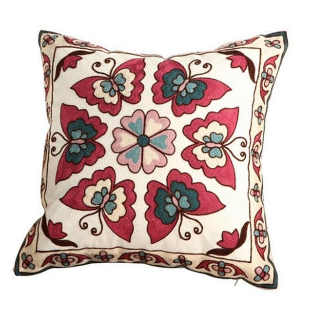 100% Cotton Embroidery Flower Pattern Pillow Cover Home Decoration Sofa Cushion Cover Housewarming Gift Pillow Case Decorative Embroidered Pillow Cover Handmade Cotton Cover For Throw Pillows Beautiful Modern Floral Patterns 45x45cm Stevvex