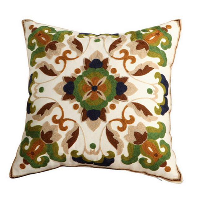 100% Cotton Embroidery Flower Pattern Pillow Cover Home Decoration Sofa Cushion Cover Housewarming Gift Pillow Case Decorative Embroidered Pillow Cover Handmade Cotton Cover For Throw Pillows Beautiful Modern Floral Patterns 45x45cm Stevvex