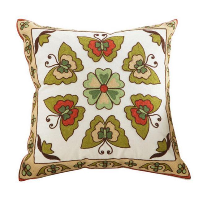 100% Cotton Embroidery Flower Pattern Pillow Cover Home Decoration Sofa Cushion Cover Housewarming Gift Pillow Case Decorative Embroidered Pillow Cover Handmade Cotton Cover For Throw Pillows Beautiful Modern Floral Patterns 45x45cm Stevvex