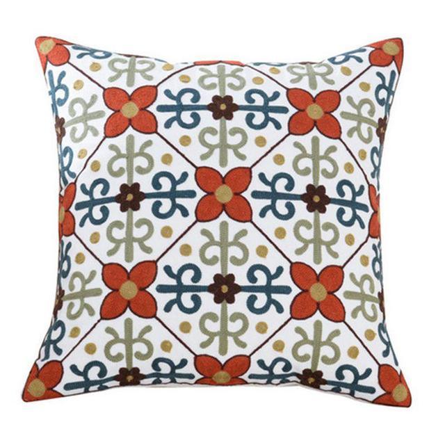 100% Cotton Embroidery Flower Pattern Pillow Cover Home Decoration Sofa Cushion Cover Housewarming Gift Pillow Case Decorative Embroidered Pillow Cover Handmade Cotton Cover For Throw Pillows Beautiful Modern Floral Patterns 45x45cm Stevvex