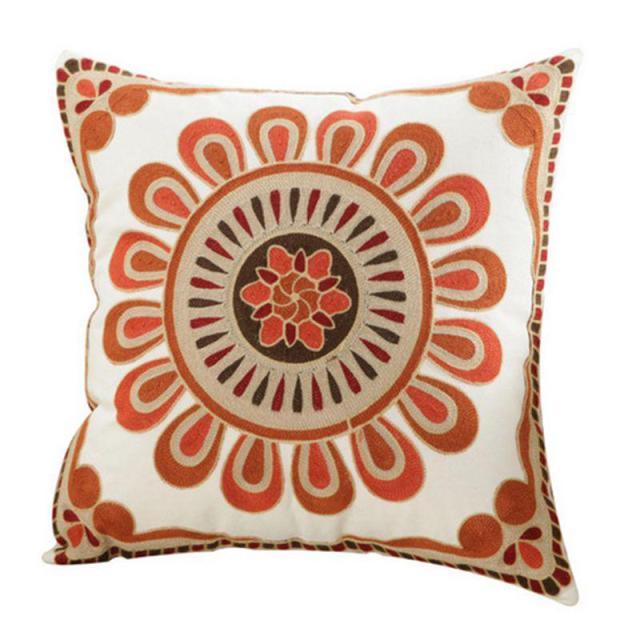 100% Cotton Embroidery Flower Pattern Pillow Cover Home Decoration Sofa Cushion Cover Housewarming Gift Pillow Case Decorative Embroidered Pillow Cover Handmade Cotton Cover For Throw Pillows Beautiful Modern Floral Patterns 45x45cm Stevvex