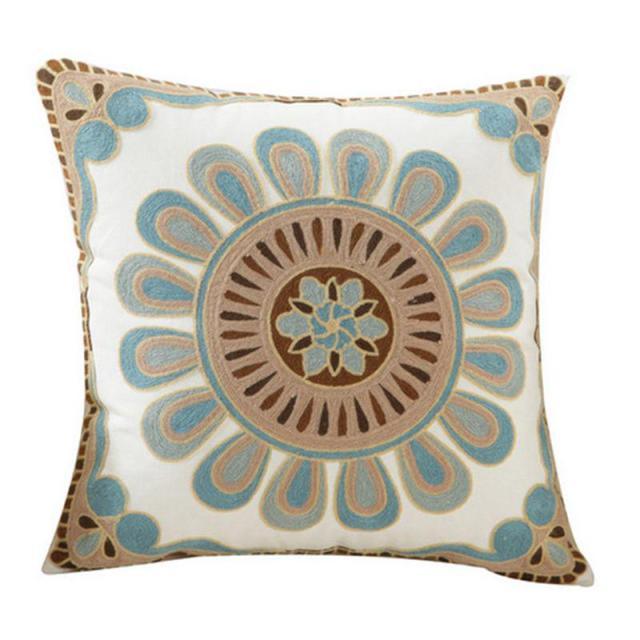 100% Cotton Embroidery Flower Pattern Pillow Cover Home Decoration Sofa Cushion Cover Housewarming Gift Pillow Case Decorative Embroidered Pillow Cover Handmade Cotton Cover For Throw Pillows Beautiful Modern Floral Patterns 45x45cm Stevvex