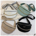 Retro Waist Bag PU Leather Fanny Pack Purse Leather with Gold Chain Strap Stylish Waist Pack Women Belt Bag Multifunctional Chest Bag Stevvex