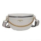 Retro Waist Bag PU Leather Fanny Pack Purse Leather with Gold Chain Strap Stylish Waist Pack Women Belt Bag Multifunctional Chest Bag Stevvex