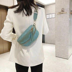 Retro Waist Bag PU Leather Fanny Pack Purse Leather with Gold Chain Strap Stylish Waist Pack Women Belt Bag Multifunctional Chest Bag Stevvex
