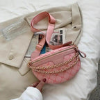 Retro Waist Bag PU Leather Fanny Pack Purse Leather with Gold Chain Strap Stylish Waist Pack Women Belt Bag Multifunctional Chest Bag Stevvex