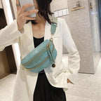 Retro Waist Bag PU Leather Fanny Pack Purse Leather with Gold Chain Strap Stylish Waist Pack Women Belt Bag Multifunctional Chest Bag Stevvex