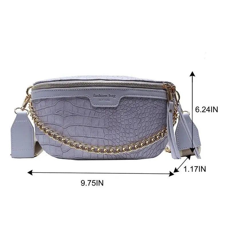 Retro Waist Bag PU Leather Fanny Pack Purse Leather with Gold Chain Strap Stylish Waist Pack Women Belt Bag Multifunctional Chest Bag Stevvex