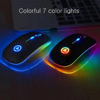 Retro Wireless Mouse RGB Rechargeable Mouse Wireless Computer Mute Mouse Portable Mobile Optical Office Mouse with USB LED Backlit Gaming Office Mouse Laptop Stevvex