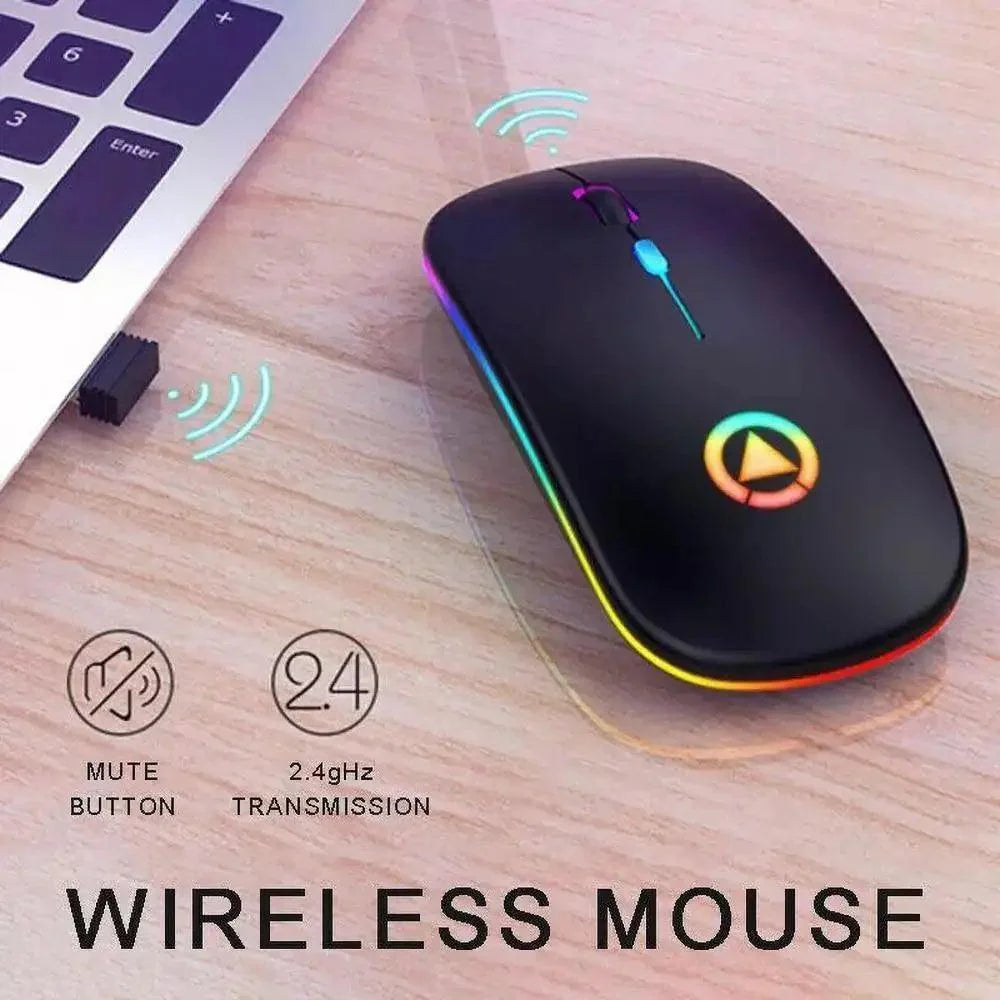 Retro Wireless Mouse RGB Rechargeable Mouse Wireless Computer Mute Mouse Portable Mobile Optical Office Mouse with USB LED Backlit Gaming Office Mouse Laptop Stevvex