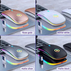 Retro Wireless Mouse RGB Rechargeable Mouse Wireless Computer Mute Mouse Portable Mobile Optical Office Mouse with USB LED Backlit Gaming Office Mouse Laptop Stevvex