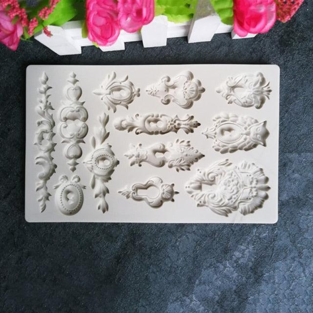 Reusable Silicone Mold Cake Baking Decoration Epoxy Resin Plaster Crafts Chocolate Mold European Style Pattern Silicone Mold Silicone Fondant Cake Mold Baroque Style Door Lock Mold For Sugarcraft Stevvex