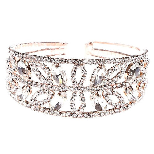 Rhinestone Floral Leaf Wrap Bracelet Spring Wedding