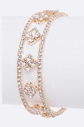 Rhinestone Open Cuff Bracelet Gold Crystal Elegant Sparkle
