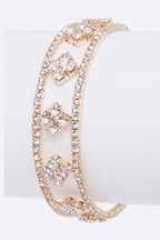 Rhinestone Open Cuff Bracelet Gold Crystal Elegant Sparkle