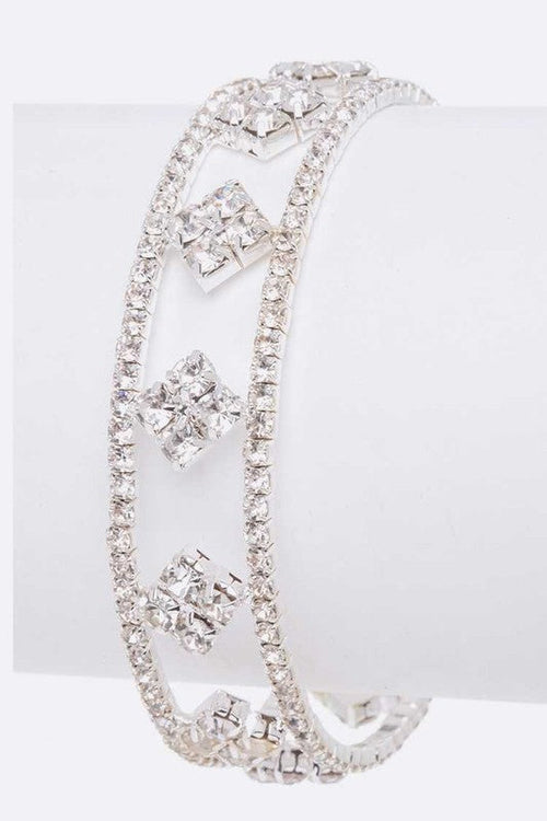 Rhinestone Open Cuff Bracelet Gold Crystal Elegant Sparkle