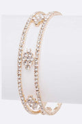 Rhinestone Open Cuff Bracelet Gold Plated Crystal Accent