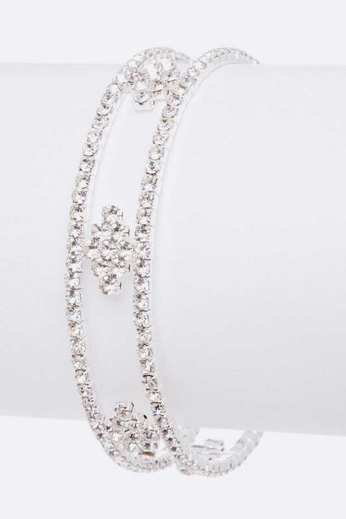 Rhinestone Open Cuff Bracelet Gold Plated Crystal Accent