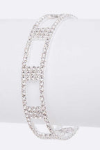 Rhinestone Open Cuff Bracelet Gold Plated Sparkle Design
