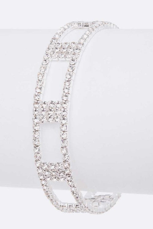 Rhinestone Open Cuff Bracelet Gold Plated Sparkle Design