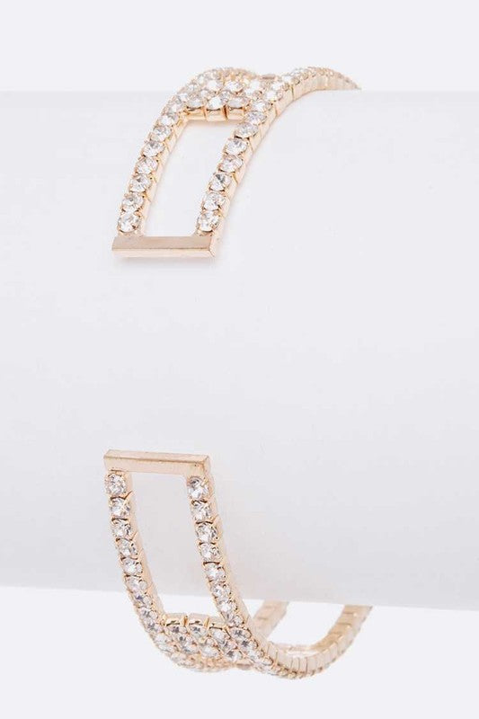 Rhinestone Open Cuff Bracelet Gold Plated Sparkle Design