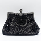 Rhinestone Rose Embroidery Beaded Vintage Clutch Bag (MAC292)