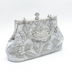 Rhinestone Rose Embroidery Beaded Vintage Clutch Bag (MAC292)