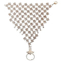Rhinestone Square Link Hand Chain Bracelet With Ring