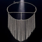 MAC054 Rhinestone Tassel Face Chain Mask - Bling Cover for Parties & Events - SJB-DIAMOND ELITES