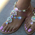 Rhinestones Sandals Summer Beach Slippers For Women Flip Flops Crystal Beach Sliders Slippers Casual Summer Dressy Rhinestone Glitter Open Toe Flat Sandals Travel Beach Bling Crystal Slip On Shiny Luxury Slippers Stevvex
