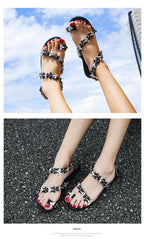Rhinestones Sandals Summer Beach Slippers For Women Flip Flops Crystal Beach Sliders Slippers Casual Summer Dressy Rhinestone Glitter Open Toe Flat Sandals Travel Beach Bling Crystal Slip On Shiny Luxury Slippers Stevvex