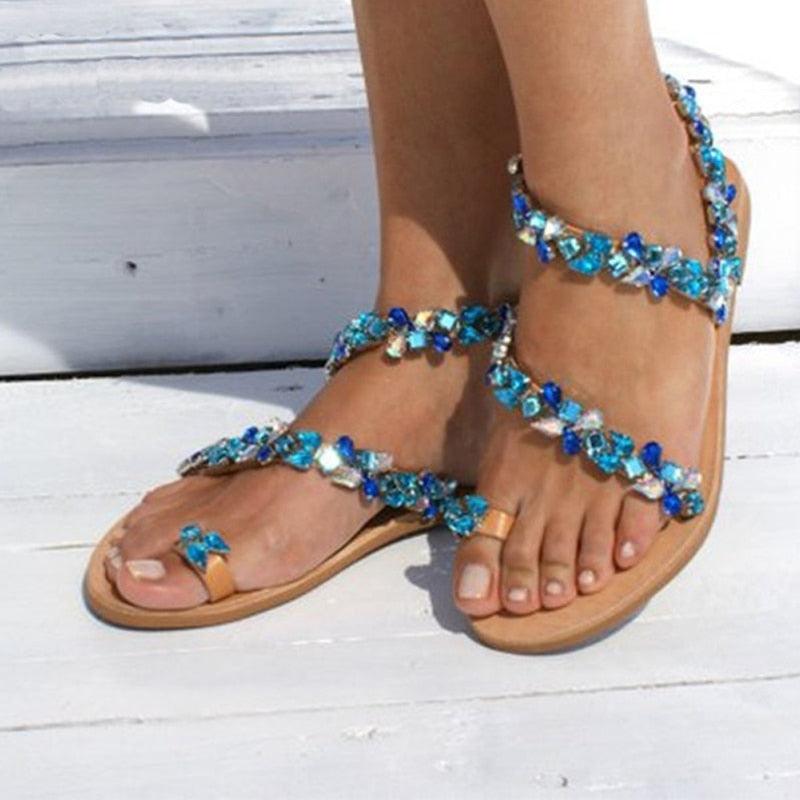 Rhinestones Sandals Summer Beach Slippers For Women Flip Flops Crystal Beach Sliders Slippers Casual Summer Dressy Rhinestone Glitter Open Toe Flat Sandals Travel Beach Bling Crystal Slip On Shiny Luxury Slippers Stevvex