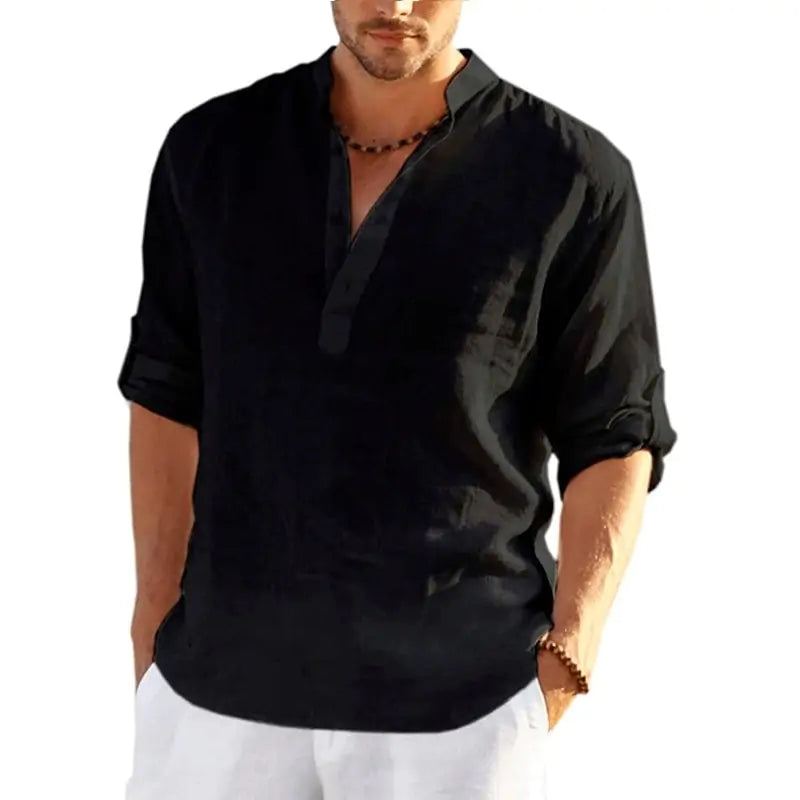 Men's Linen Long Sleeve Shirt Pi-Mart