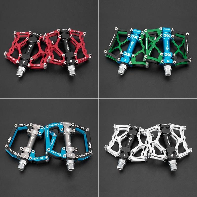 Road Bike Pedals Aluminum Alloy Anti-slip Bicycle Pedals Hollow-Carved Design Pedals Bicycle Accessories Mountain Bike Pedals Flat Bicycle Pedals Platform Cycling Sealed Bearing Aluminum Pedals For Mountain Bike Stevvex